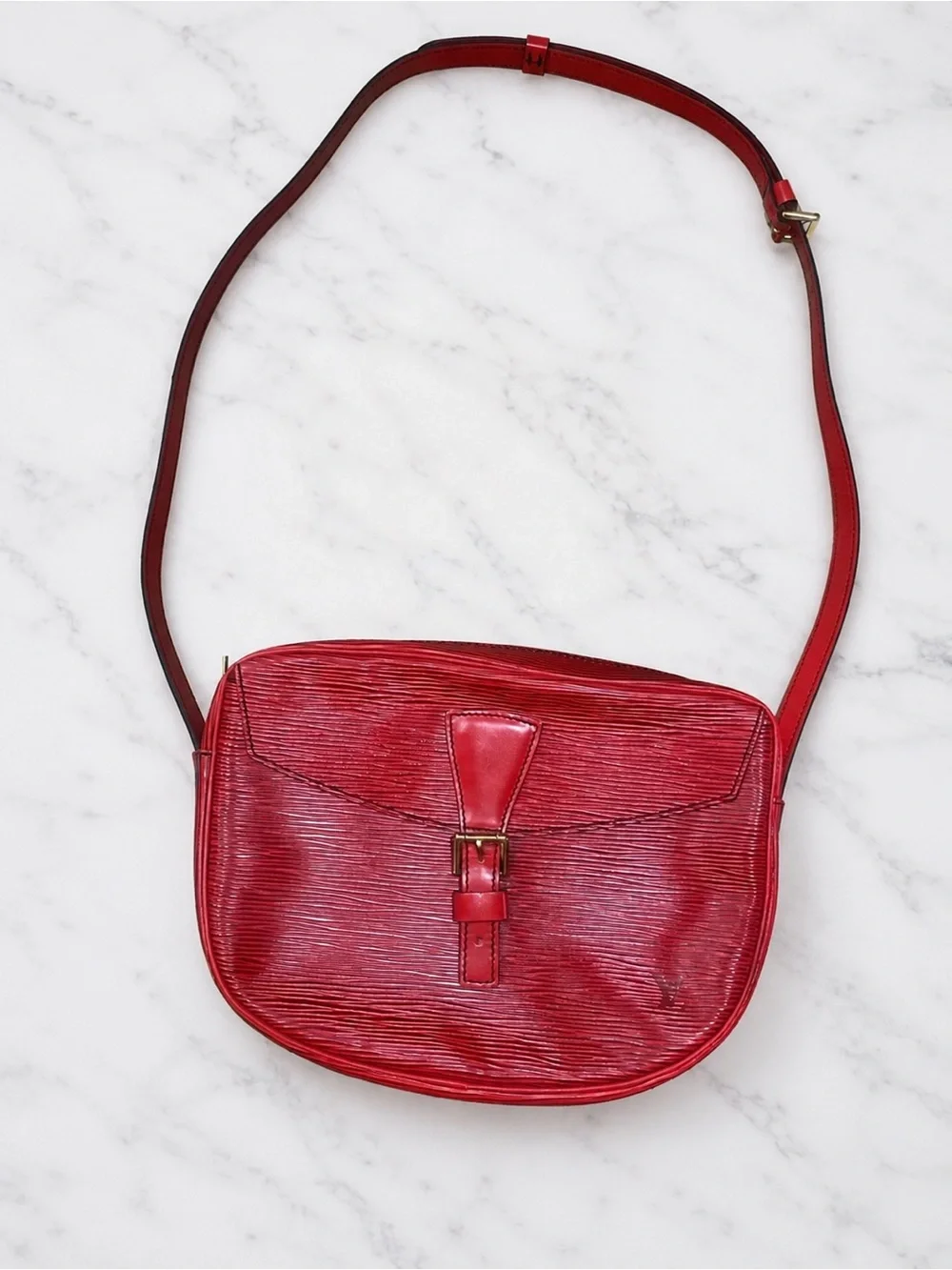 Louis Vuitton Red Epi Leather Crossbody with Gold Buckle